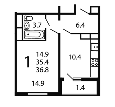 Москва, 1-но комнатная квартира, ул. Производственная д.6 корп.6, 4322786 руб.