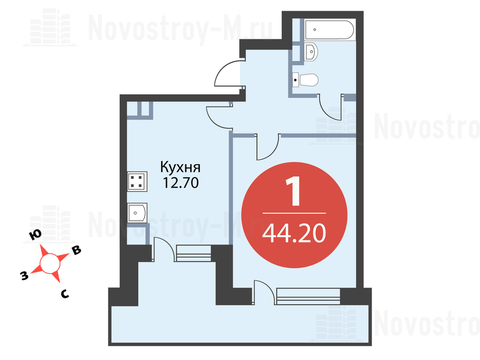 Павловская Слобода, 1-но комнатная квартира, ул. Красная д.д. 9, корп. 55, 4406740 руб.