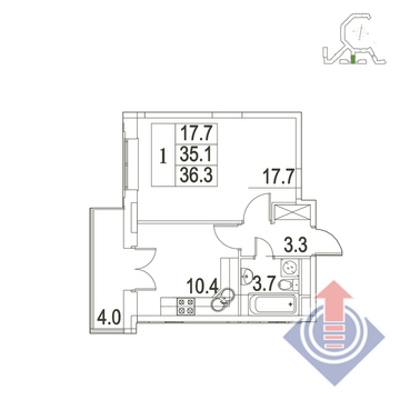 Развилка, 1-но комнатная квартира,  д., 4414080 руб.