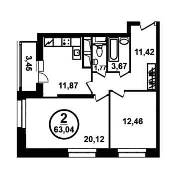 Москва, 2-х комнатная квартира, ул. Петра Алексеева д.12а корп.4, 9834240 руб.