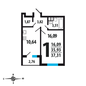 Москва, 1-но комнатная квартира, Нововатутинский пр. д., 3600415 руб.