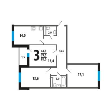 Москва, 3-х комнатная квартира, Нововатутинский пр. д., 8172900 руб.