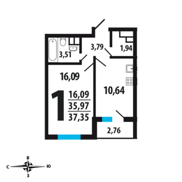 Москва, 1-но комнатная квартира, Нововатутинский пр. д., 3716325 руб.