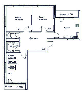 Троицк, 3-х комнатная квартира, ул. Промышленная д., 6928857 руб.