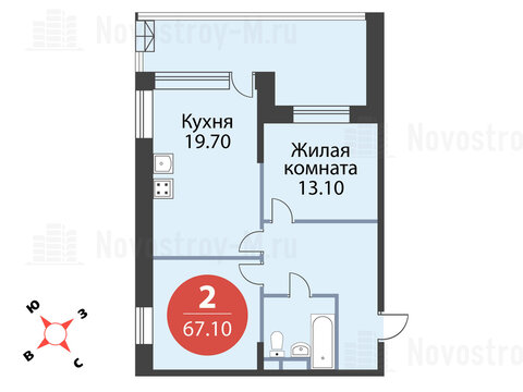 Павловская Слобода, 2-х комнатная квартира, ул. Красная д.д. 9, корп. 46, 6931430 руб.
