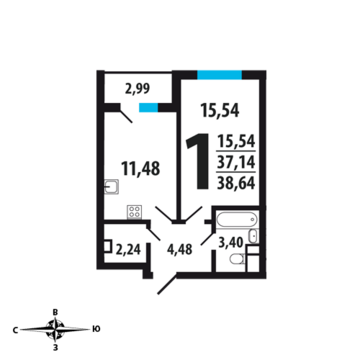 Москва, 1-но комнатная квартира, Нововатутинский пр. д., 3825360 руб.