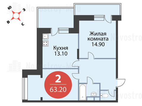 Павловская Слобода, 2-х комнатная квартира, ул. Красная д.д. 9, корп. 56, 6124080 руб.