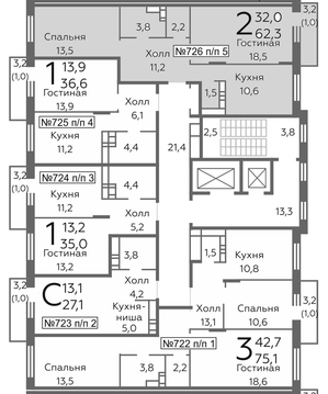 Видное, 2-х комнатная квартира, б-р Зеленые Аллеи д., 4235340 руб.