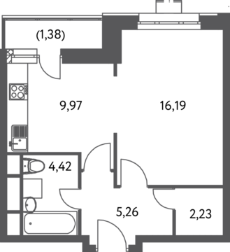 Москва, 1-но комнатная квартира, Ф.Полетаева д.15А, 6114750 руб.