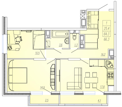 Мытищи, 2-х комнатная квартира, Ярославское ш. д.93, 5635000 руб.