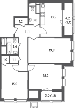 Москва, 3-х комнатная квартира, Красногвардейский б-р. д.вл.15, стр.2, 23952769 руб.