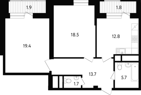 Москва, 2-х комнатная квартира, ул. Усиевича д.вл. 10б, 24697082 руб.