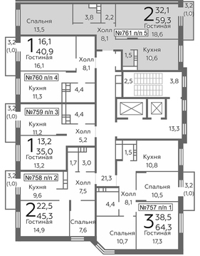 Видное, 2-х комнатная квартира, б-р Зеленые Аллеи д., 4620211 руб.