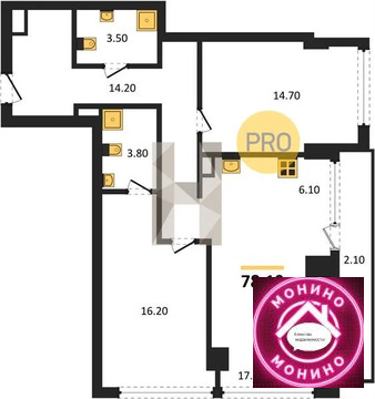 Москва, 2-х комнатная квартира, Кутузовский прд. д.д. 16, 74658977 руб.