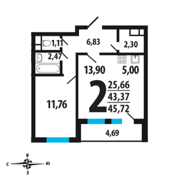 Москва, 2-х комнатная квартира, Нововатутинский пр. д., 4320540 руб.