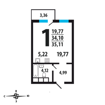 Москва, 1-но комнатная квартира, Нововатутинский пр. д., 3405670 руб.