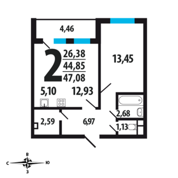 Москва, 2-х комнатная квартира, Нововатутинский пр. д., 4472600 руб.