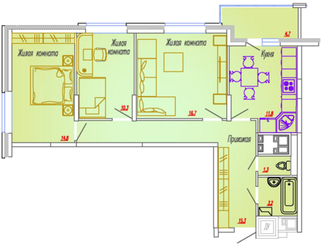 Мытищи, 3-х комнатная квартира, мкр. 36 д.д.10, 5661000 руб.