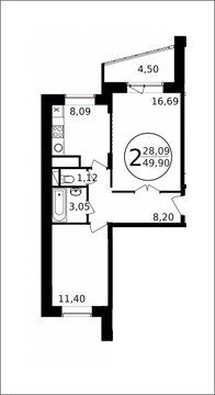 Пушкино, 2-х комнатная квартира, Просвещения д.13 корп.9, 3692600 руб.