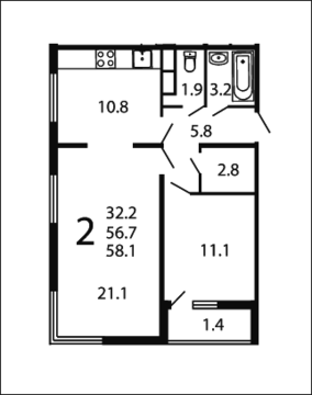 Москва, 2-х комнатная квартира, ул. Производственная д.6 корп.5, 6491864 руб.