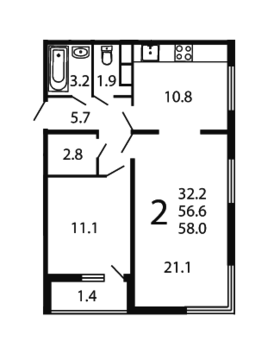 Москва, 2-х комнатная квартира, ул. Производственная д.6 корп.5, 6532340 руб.