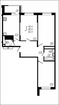 Мытищи, 3-х комнатная квартира, ул. Колпакова д.44 корп.34, 7073290 руб.