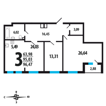 Москва, 3-х комнатная квартира, Нововатутинский пр. д., 7862305 руб.