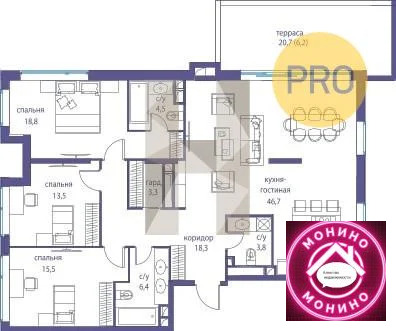 Москва, 3-х комнатная квартира, ул. Нижние Мневники д.д. 7, 82104100 руб.