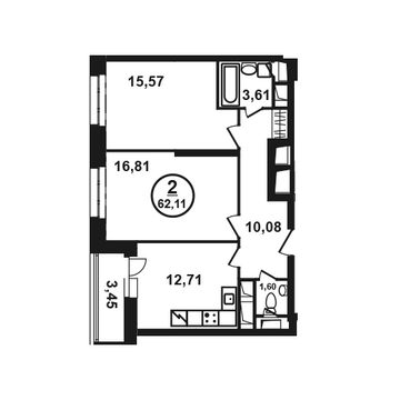 Москва, 2-х комнатная квартира, ул. Петра Алексеева д.12а корп.4, 9409665 руб.