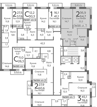Видное, 2-х комнатная квартира, б-р Зеленые Аллеи д., 4443628 руб.