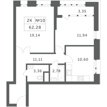 Раздоры, 2-х комнатная квартира, КП Береста д., 4988203 руб.