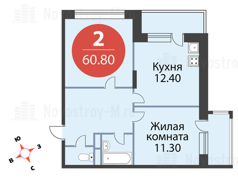 Павловская Слобода, 2-х комнатная квартира, ул. Красная д.д. 9, корп. 68, 6463040 руб.