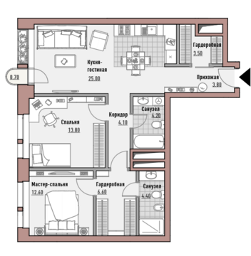 Москва, 2-х комнатная квартира, ул. Новослободская д.24, 38750000 руб.