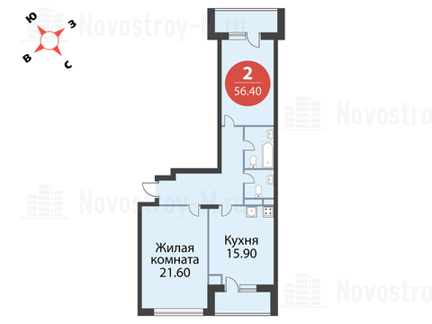 Павловская Слобода, 2-х комнатная квартира, ул. Красная д.д. 9, корп. 46, 6841320 руб.