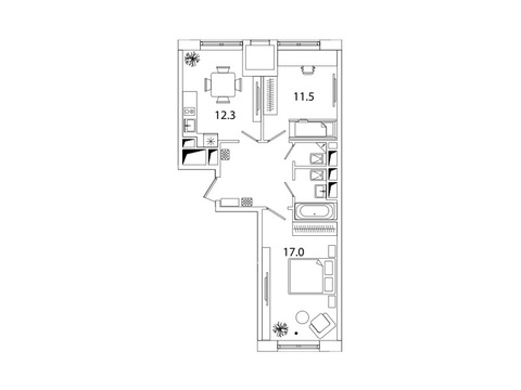 Москва, 2-х комнатная квартира, Рязанский пр-кт. д.2, 9339570 руб.