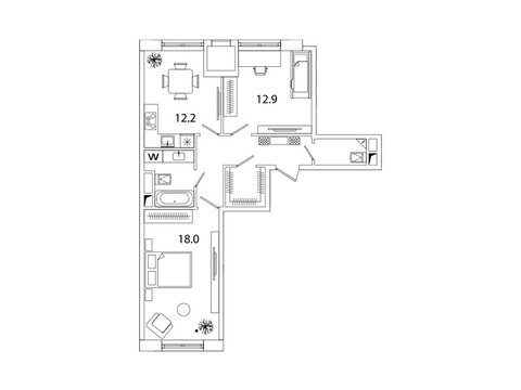 Москва, 2-х комнатная квартира, Рязанский пр-кт. д.2, 9854147 руб.