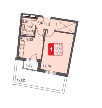 Москва, 1-но комнатная квартира, ул. Живописная д.12, 2570501 руб.