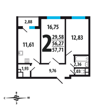 Москва, 2-х комнатная квартира, Нововатутинский пр. д., 5136190 руб.