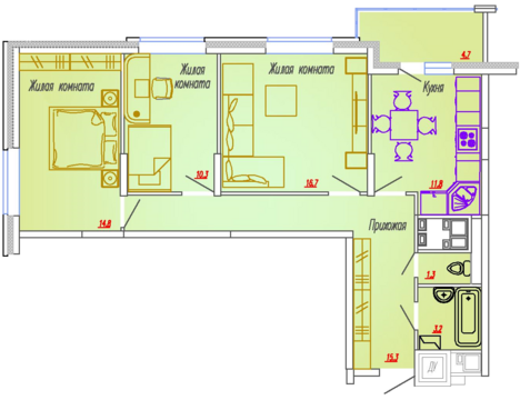 Мытищи, 3-х комнатная квартира, Ярославское ш. д.73, 5616000 руб.