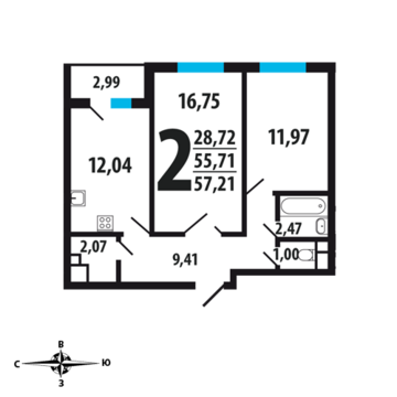 Москва, 2-х комнатная квартира, Нововатутинский пр. д., 5005875 руб.