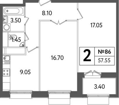 Москва, 2-х комнатная квартира, Яна Райниса б-р. д.вл.4, корп.3, 11049600 руб.