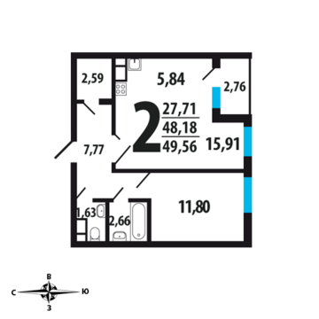 Москва, 2-х комнатная квартира, Нововатутинский пр. д., 4708200 руб.