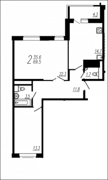 Мытищи, 2-х комнатная квартира, ул. Колпакова д.44 корп.34, 5965825 руб.