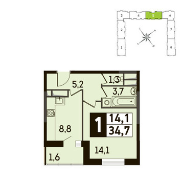 Путилково, 1-но комнатная квартира,  д., 4074732 руб.