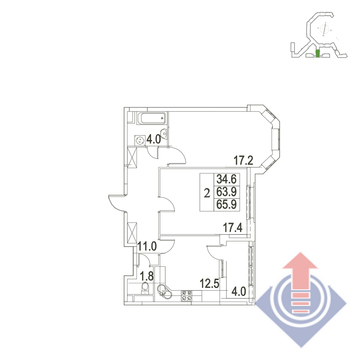 Развилка, 2-х комнатная квартира,  д., 7046687 руб.