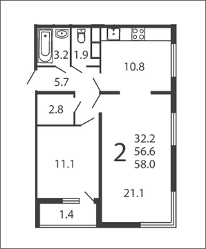 Москва, 2-х комнатная квартира, ул. Производственная д.6 корп.5, 6498610 руб.