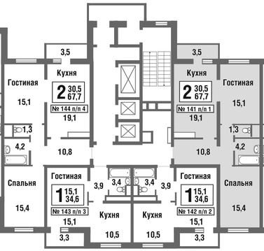 Балашиха, 2-х комнатная квартира, микрорайон Павлино д., 4610437 руб.