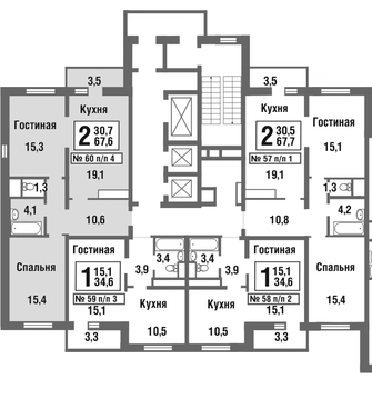 Балашиха, 2-х комнатная квартира, микрорайон Павлино д., 4603627 руб.