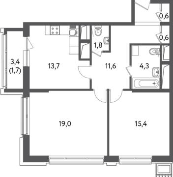 Москва, 2-х комнатная квартира, Красногвардейский б-р. д.вл.15, стр.2, 20885589 руб.