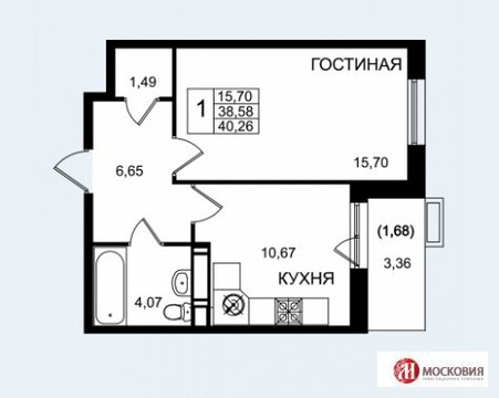 Москва, 1-но комнатная квартира, Калужское шоссе 35 км д.1В, 3880000 руб.